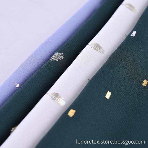 Polyester Gold Foil Printing Woven Moss Crepe Fabric